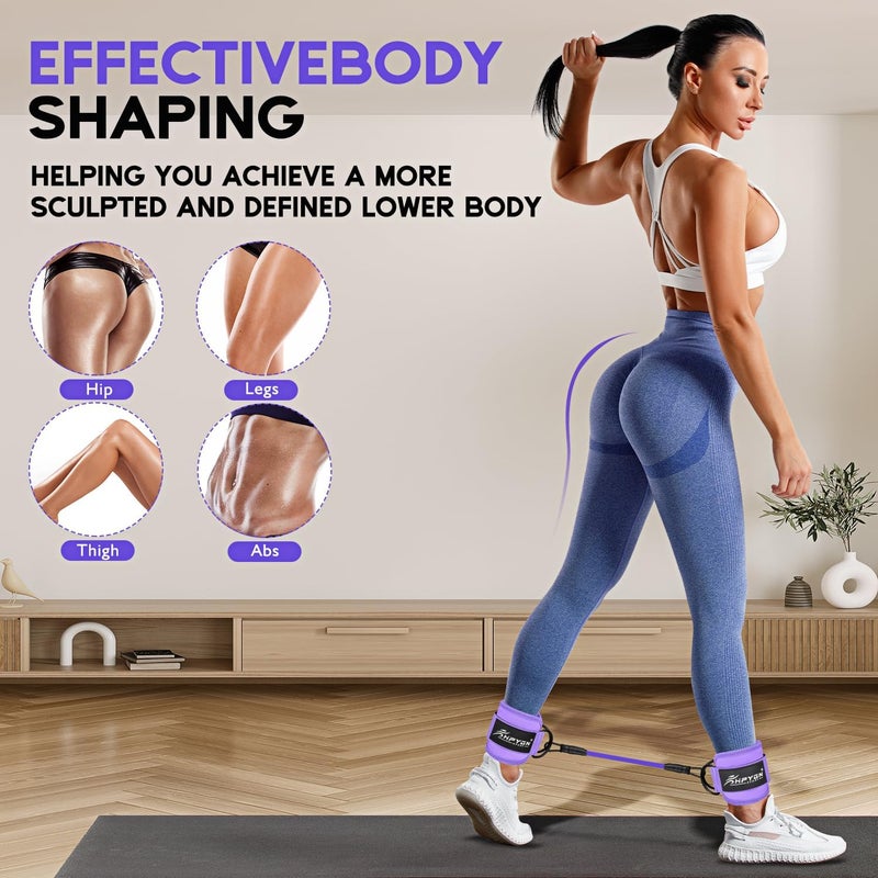 HPYGN Ankle Resistance Bands, Ankle Bands for Working Out with Cuffs, Resistance Bands for Leg Butt Training Workout Equipment for Kickbacks Hip Gluteus Training, Ankle Strap with Exercise Bands - Image 3